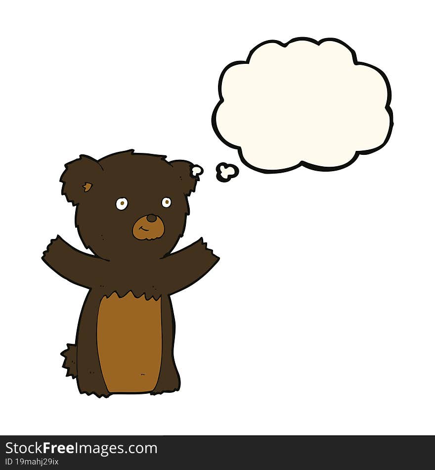 cartoon black bear cub with thought bubble