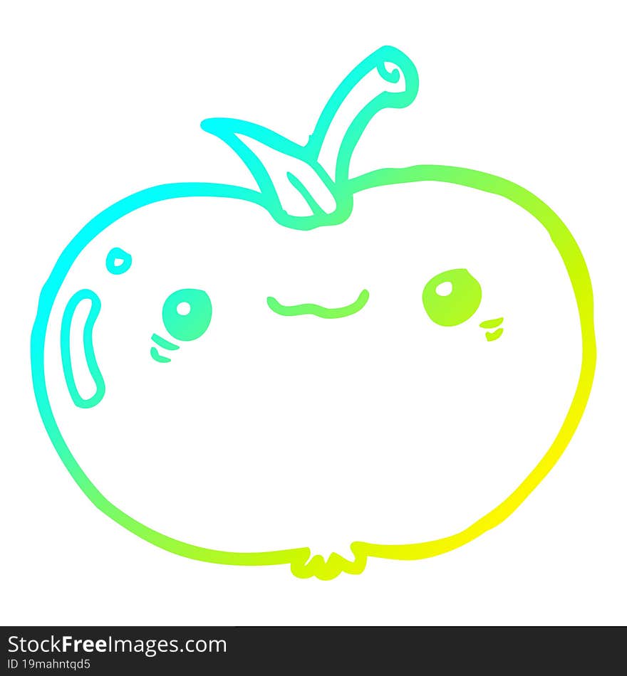 cold gradient line drawing cartoon apple