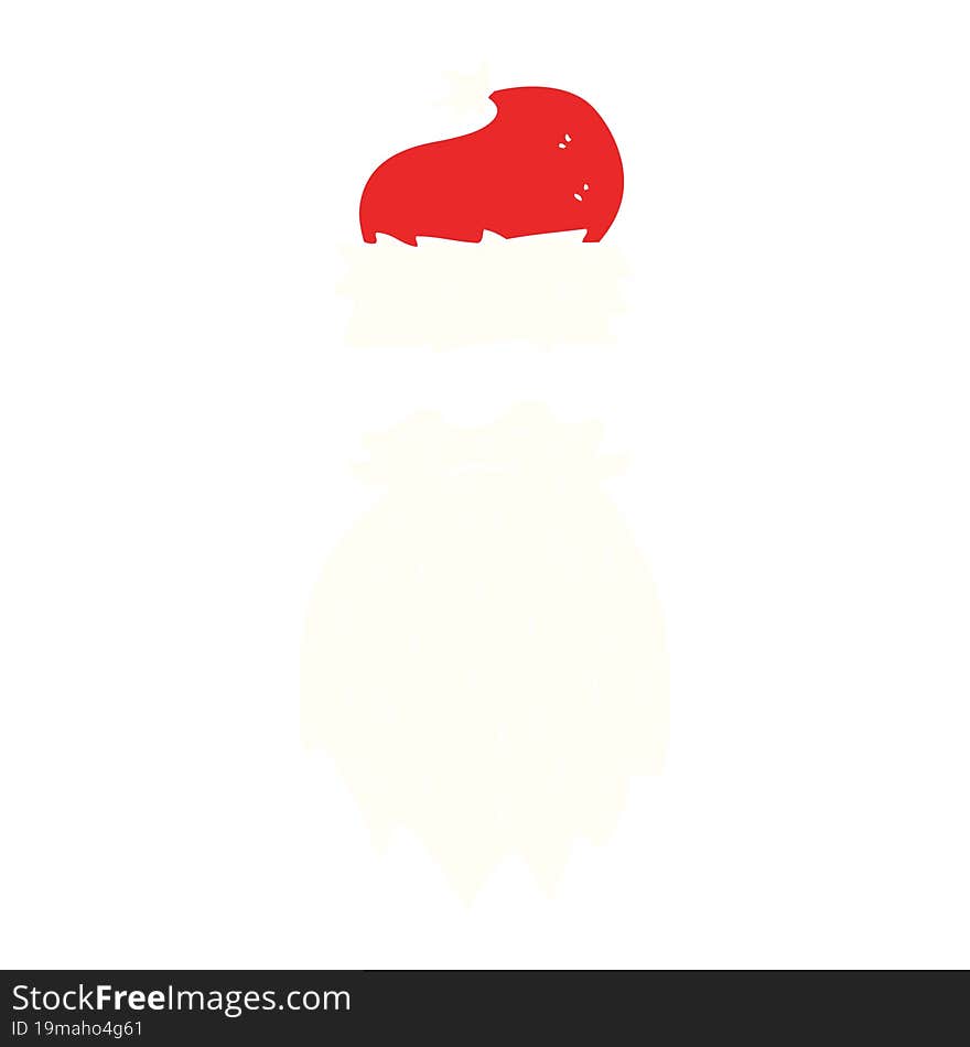 Flat Color Illustration Of A Cartoon Santa Hat And Beard