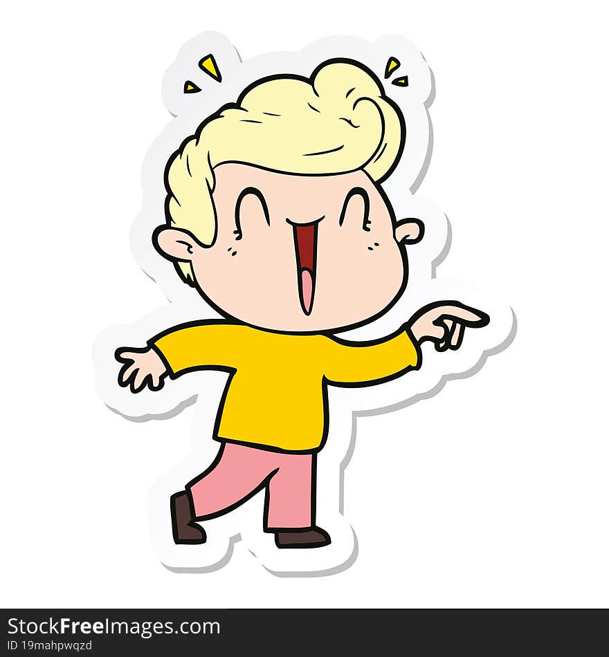 sticker of a cartoon excited man