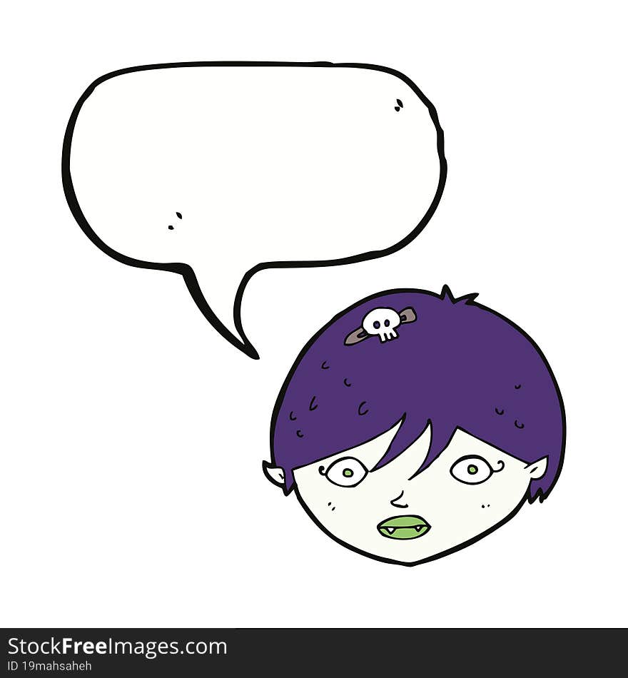 cartoon vampire face with speech bubble