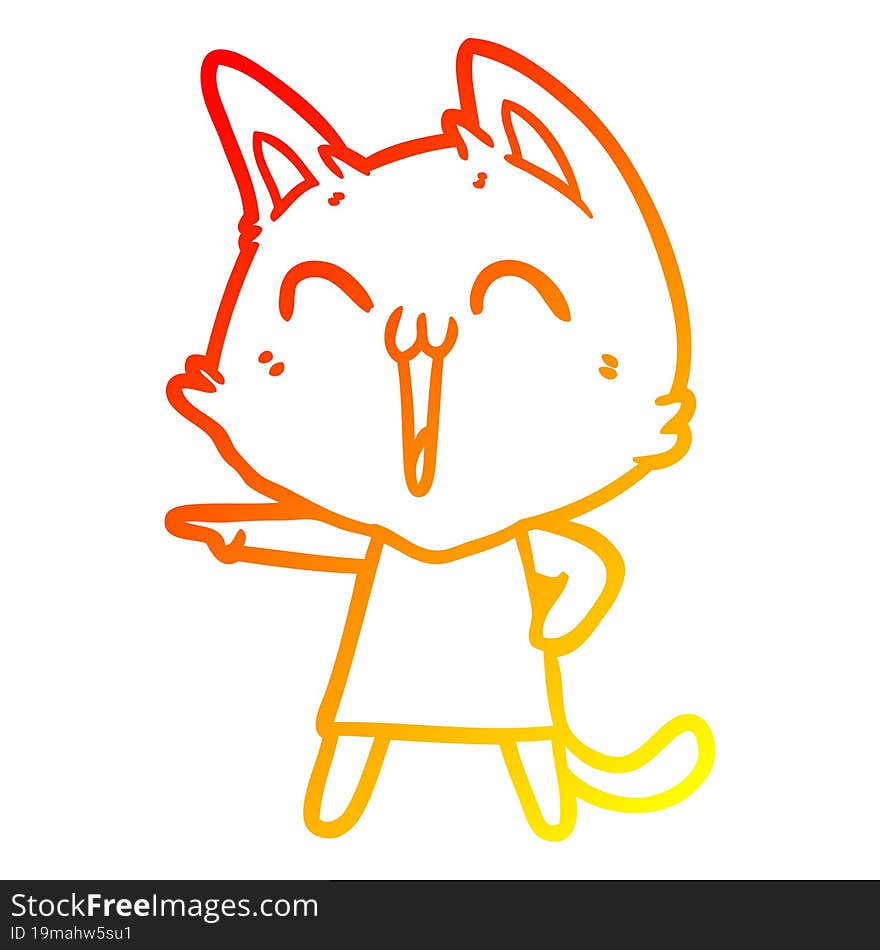 warm gradient line drawing happy cartoon cat