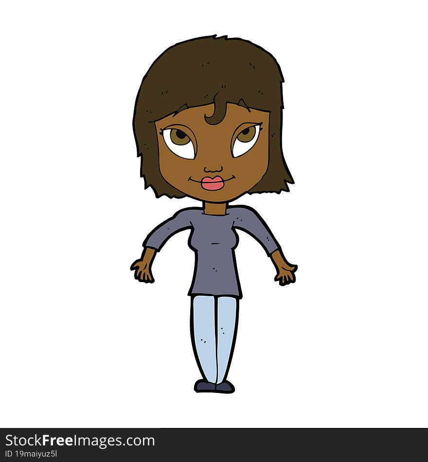 cartoon girl shrugging shoulders