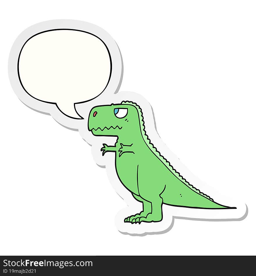 cartoon dinosaur and speech bubble sticker