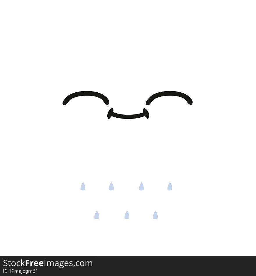 flat color retro cartoon rain cloud