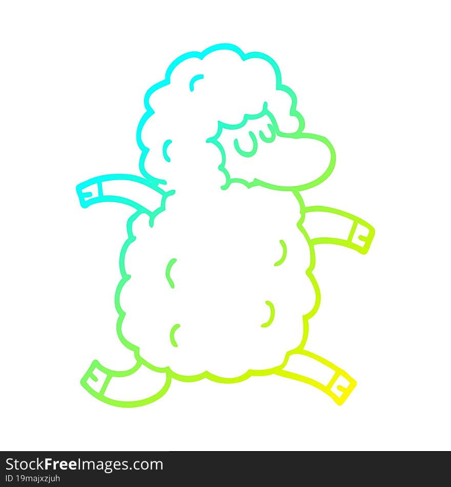 cold gradient line drawing cartoon black sheep