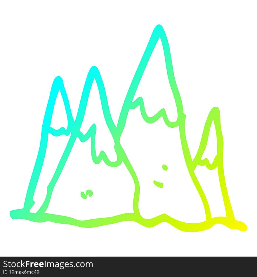 cold gradient line drawing cartoon mountain range