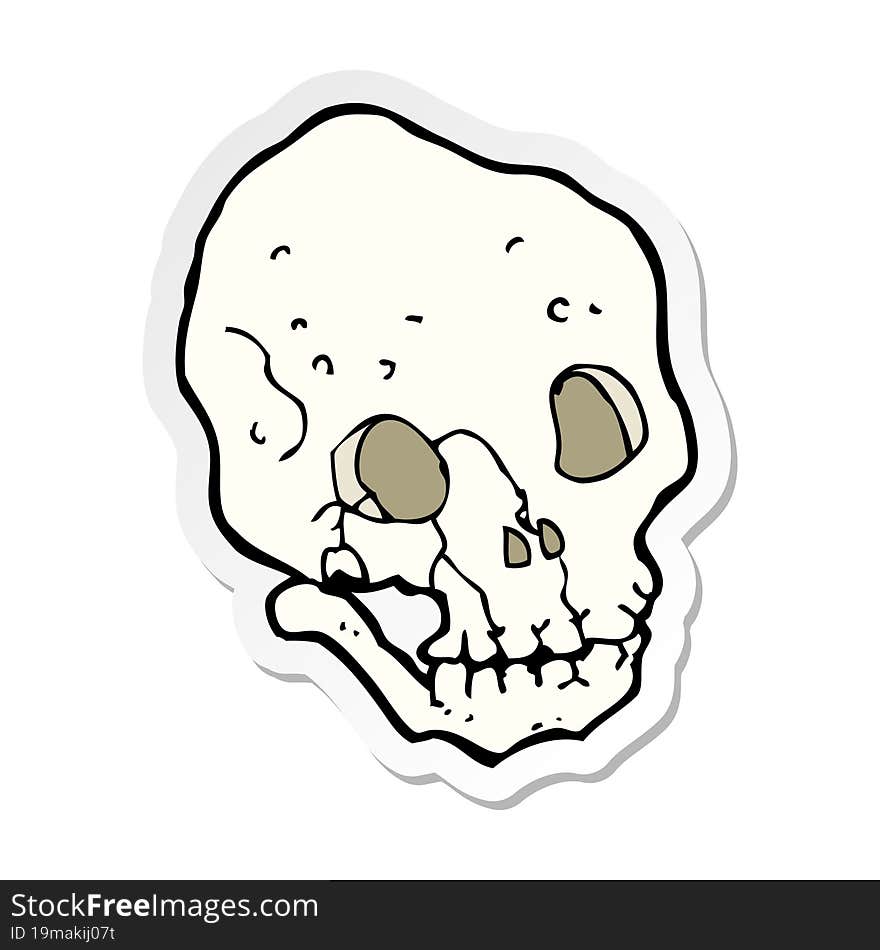 sticker of a cartoon spooky skull