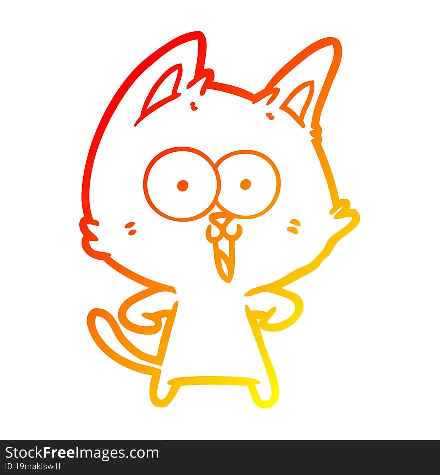 warm gradient line drawing funny cartoon cat