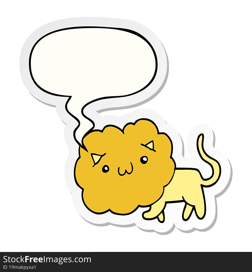 Cartoon Lion And Speech Bubble Sticker