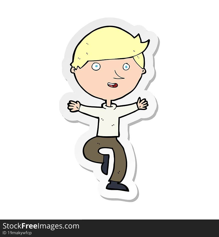 sticker of a cartoon excited man