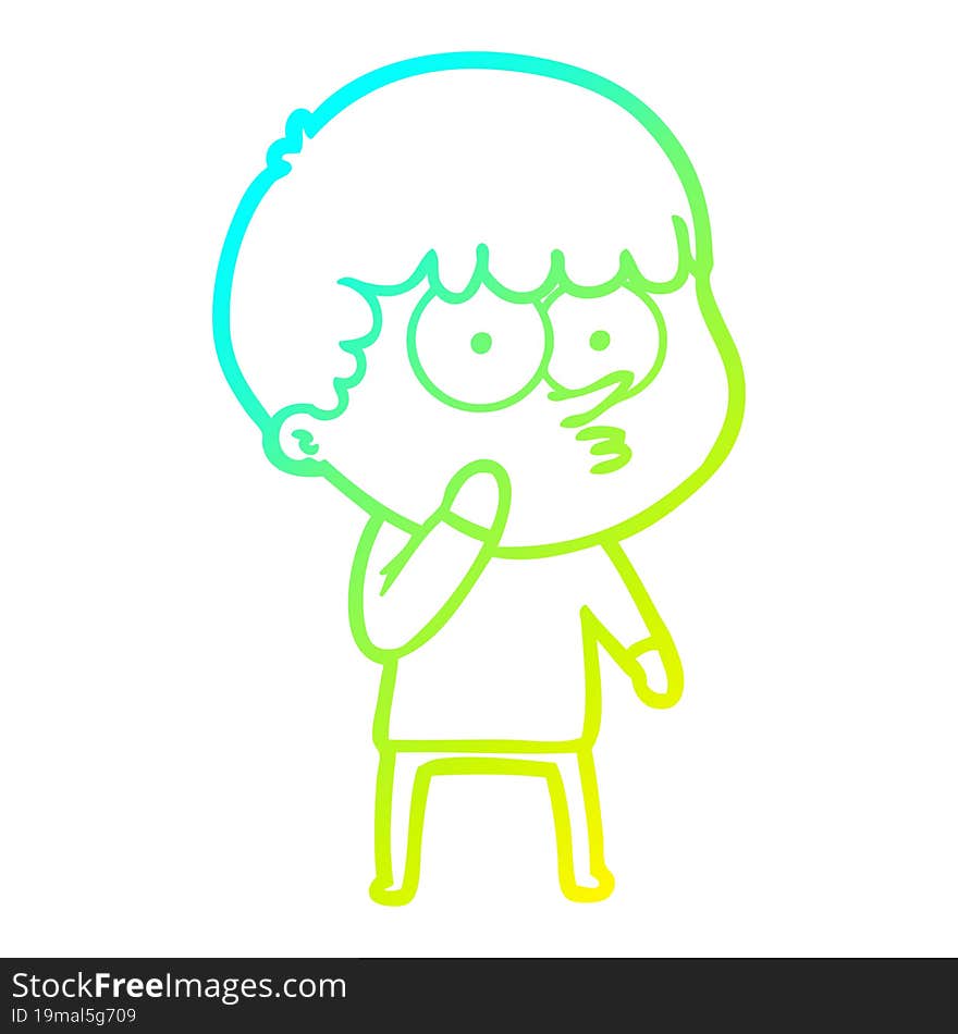 cold gradient line drawing cartoon curious boy