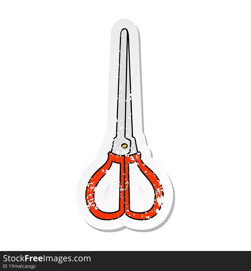 Distressed Sticker Of A Quirky Hand Drawn Cartoon Scissors