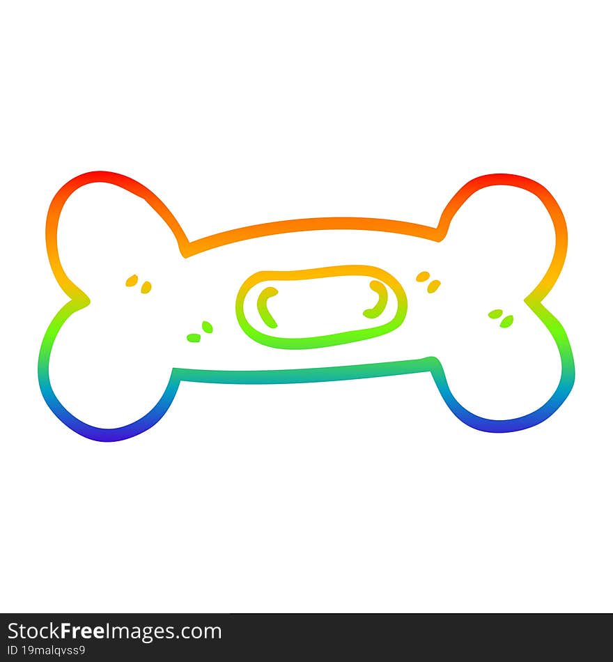 Rainbow Gradient Line Drawing Cartoon Pet Bone