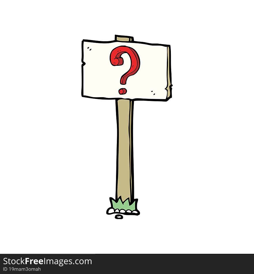 cartoon signpost with question mark