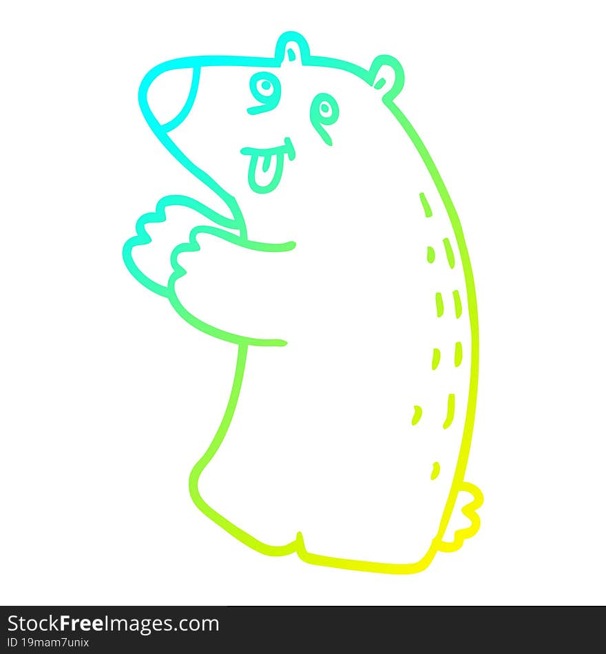 cold gradient line drawing cartoon happy bear