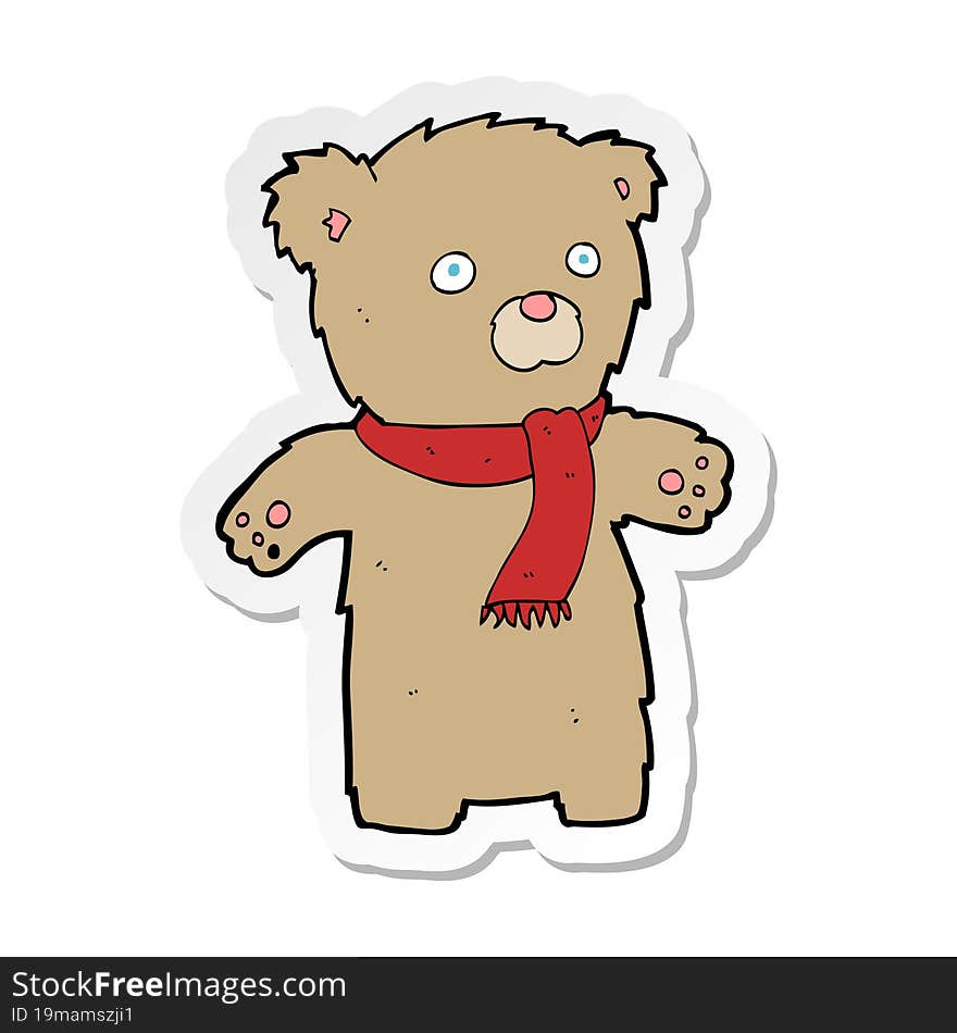 Sticker Of A Cartoon Teddy Bear