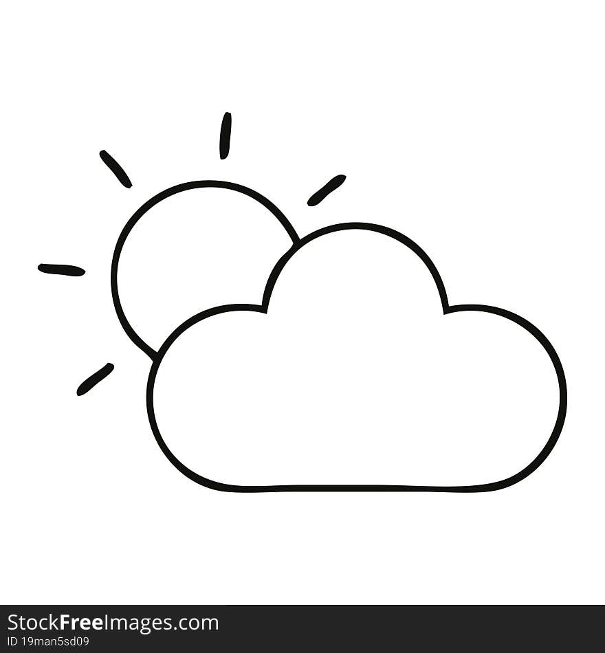 Line Drawing Cartoon Sunshine And Cloud