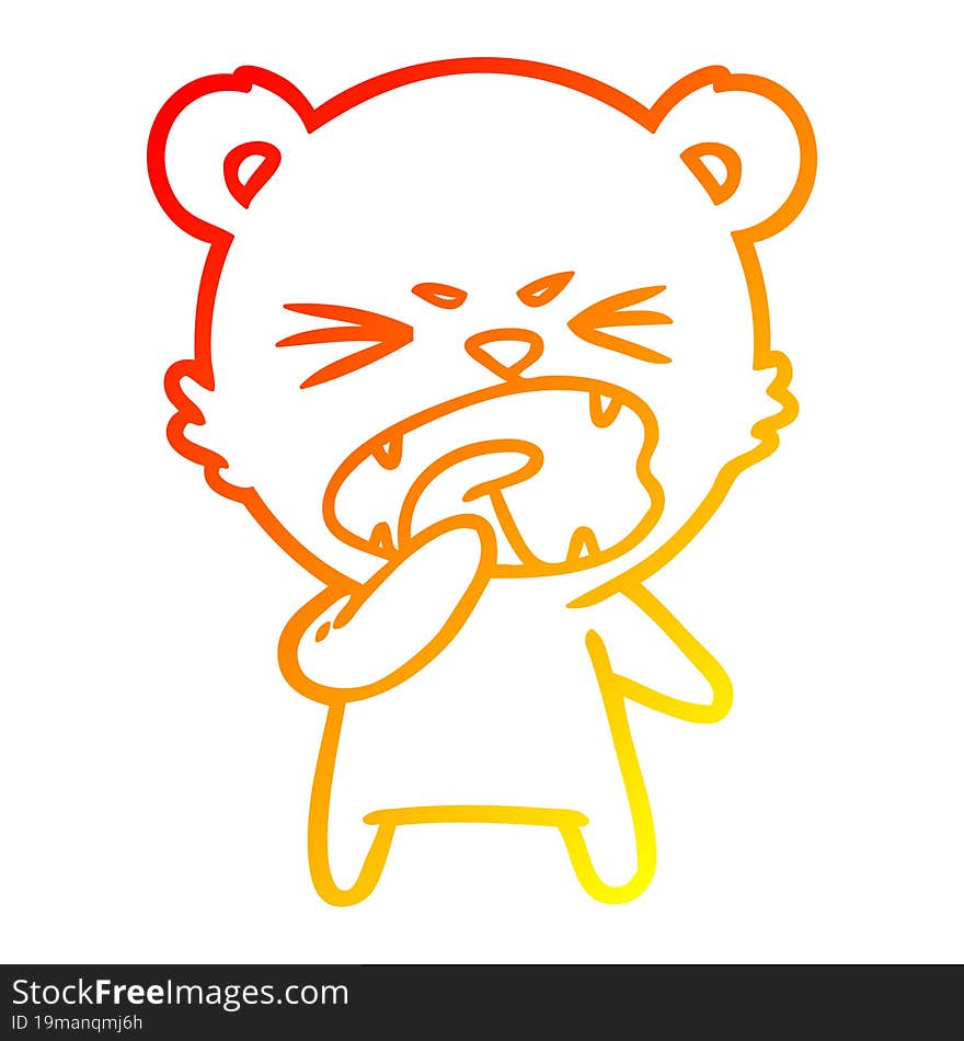 warm gradient line drawing angry cartoon bear shouting