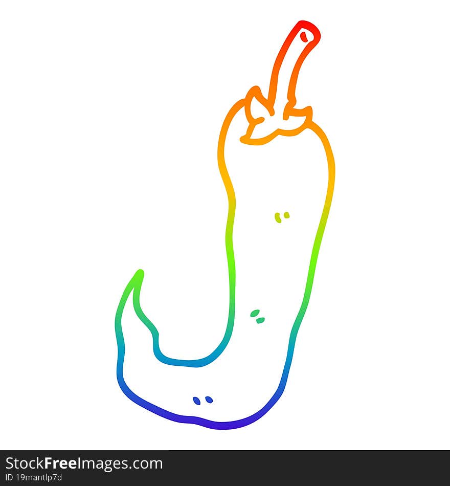 rainbow gradient line drawing cartoon red hot chilli pepper