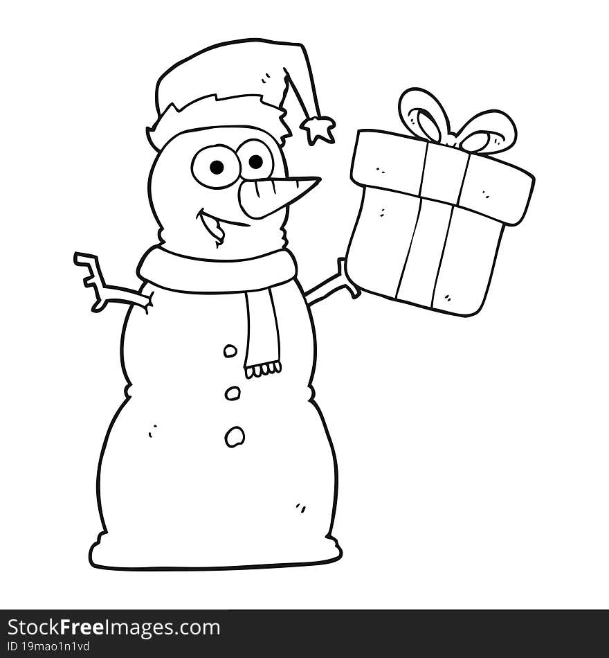 Black And White Cartoon Snowman