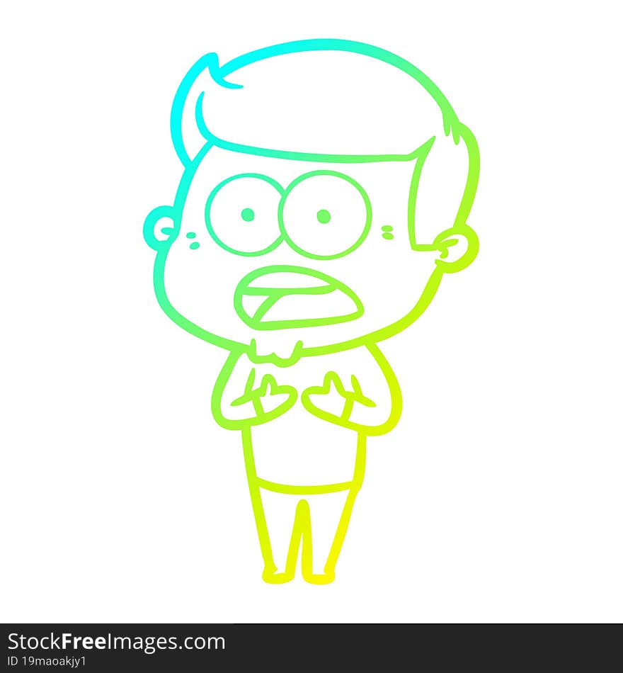 cold gradient line drawing cartoon shocked man