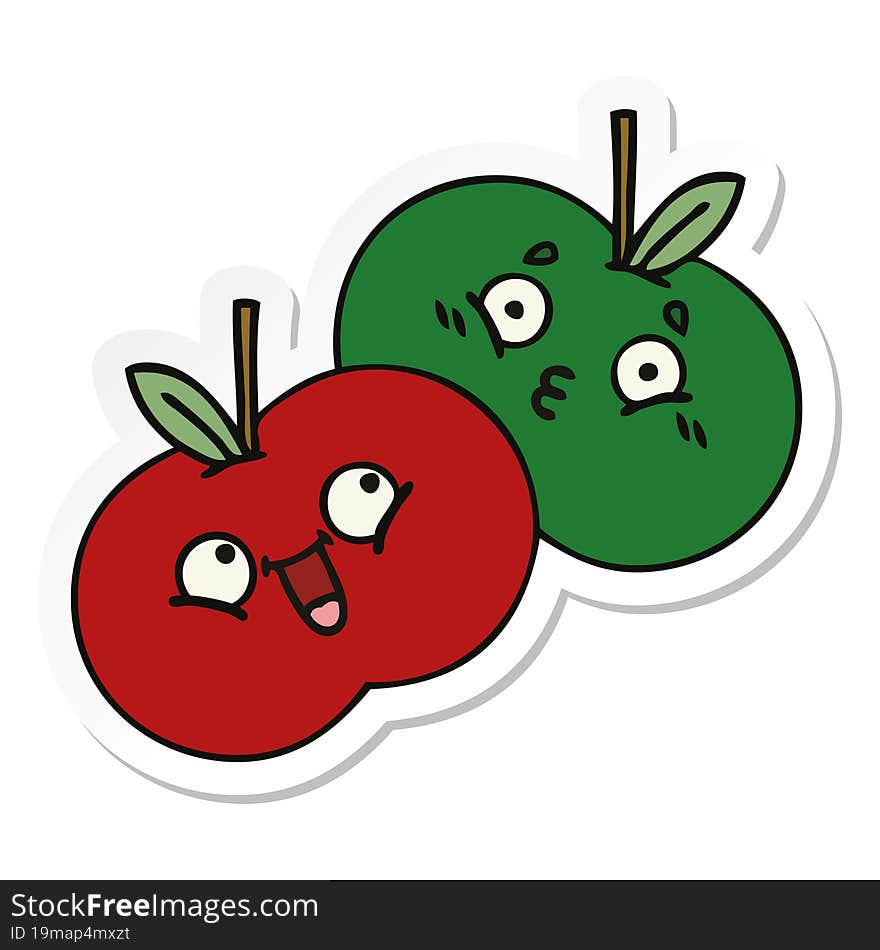 sticker of a cute cartoon juicy apple