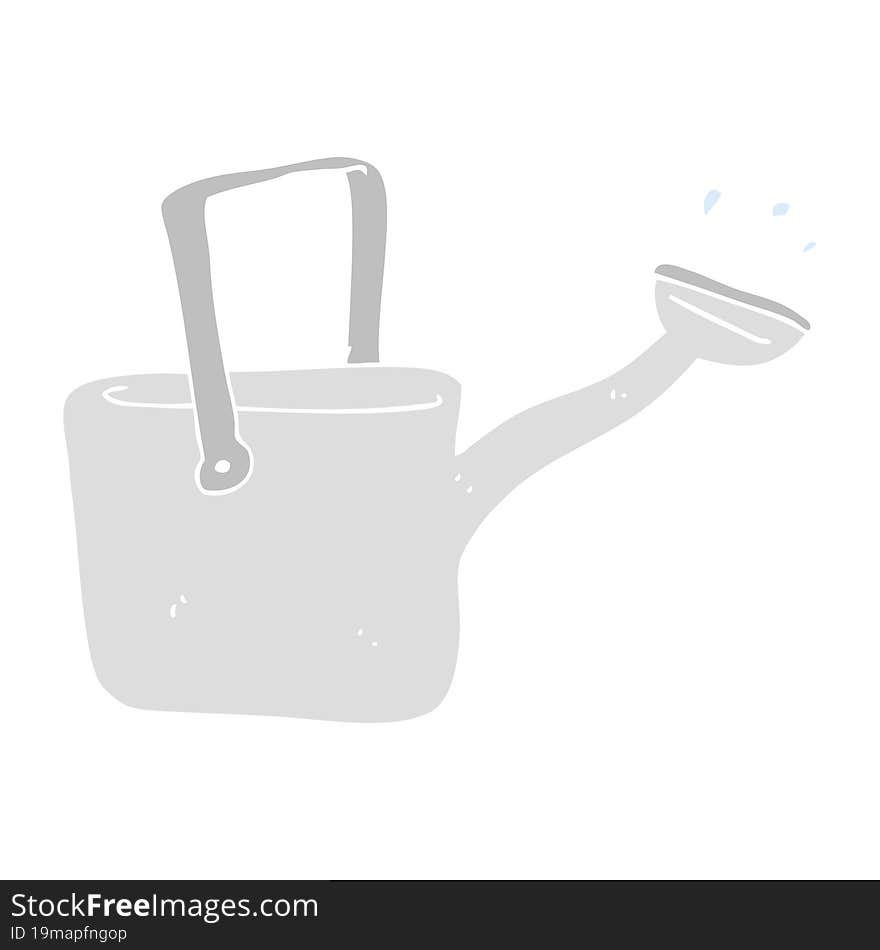 Flat Color Illustration Of A Cartoon Watering Can