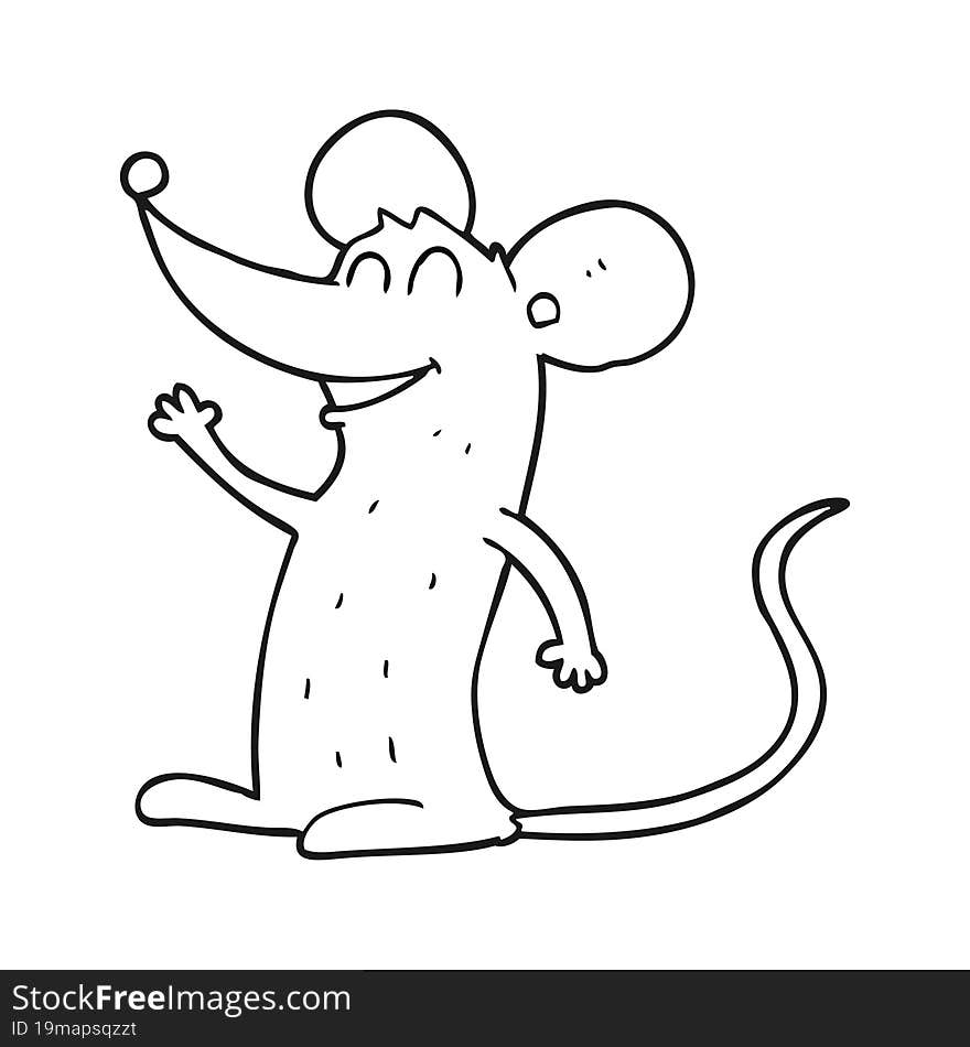 freehand drawn black and white cartoon mouse