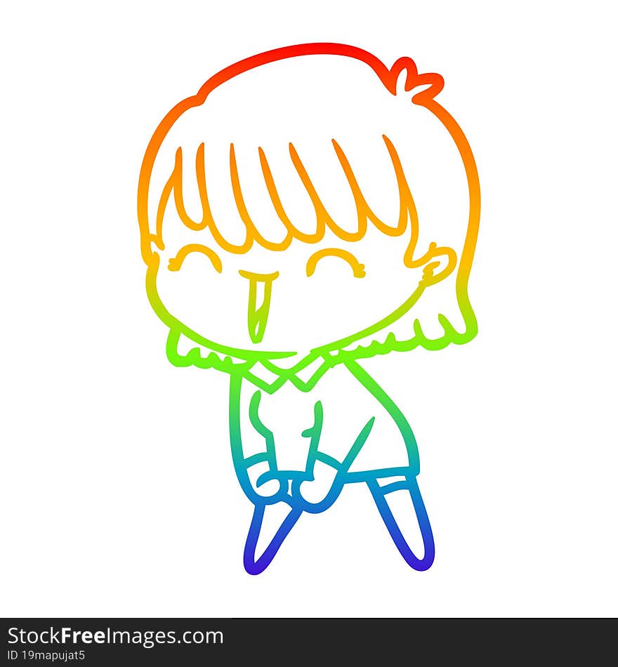 rainbow gradient line drawing of a cartoon woman