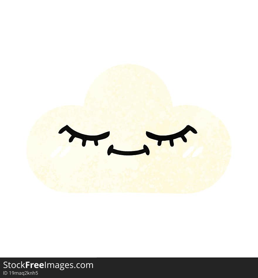 retro illustration style cartoon white cloud