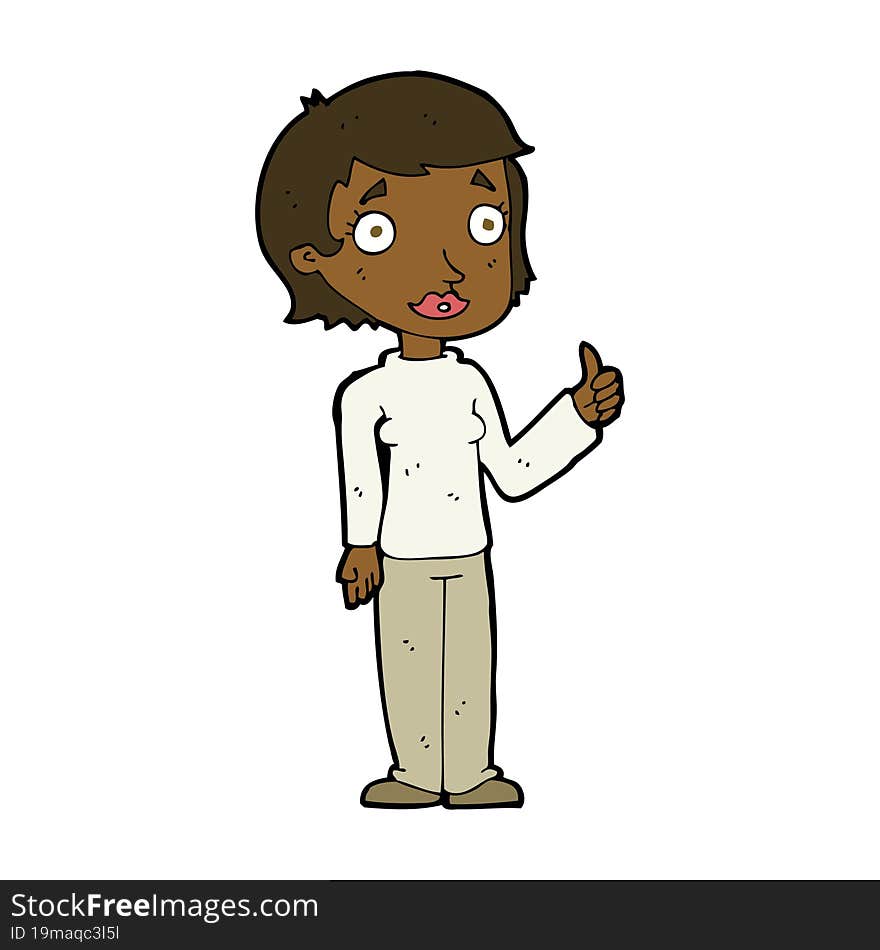 Cartoon Woman Giving Thumbs Up Symbol