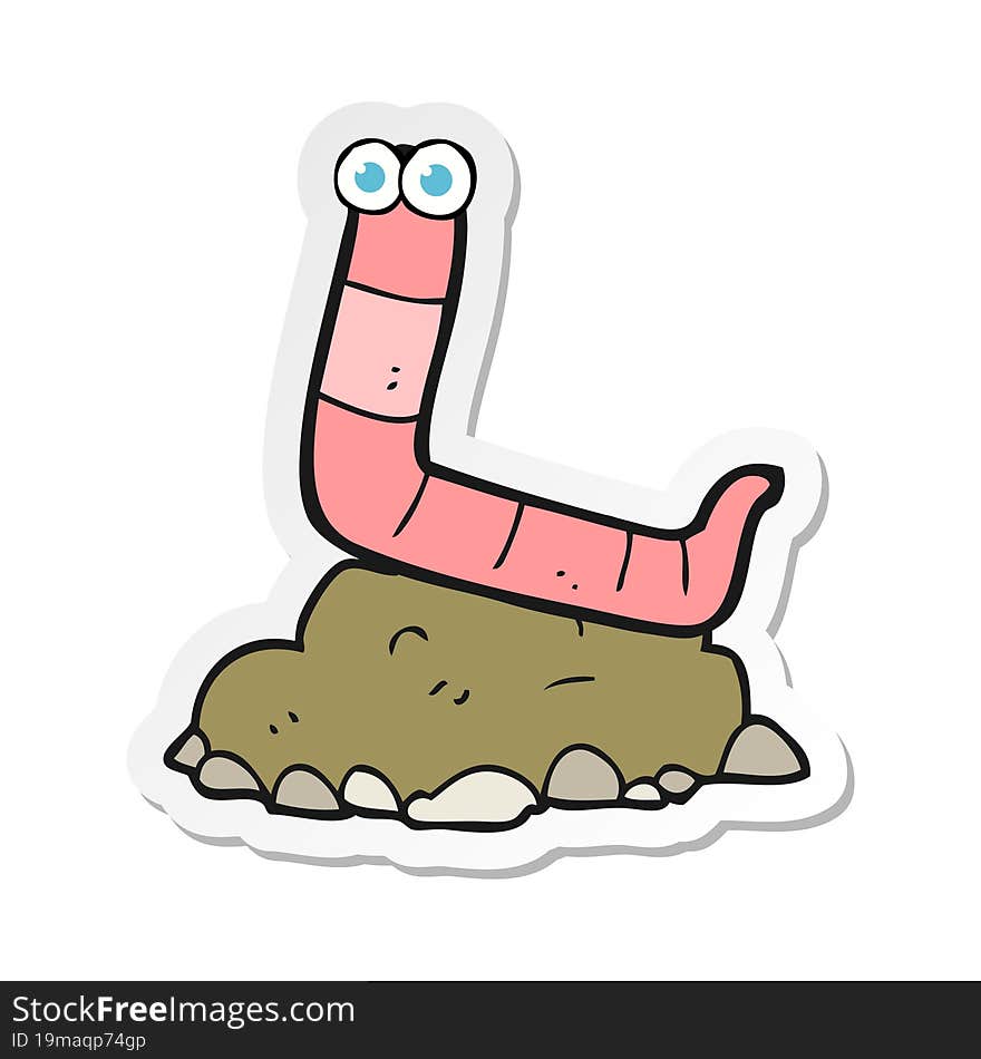 sticker of a cartoon worm