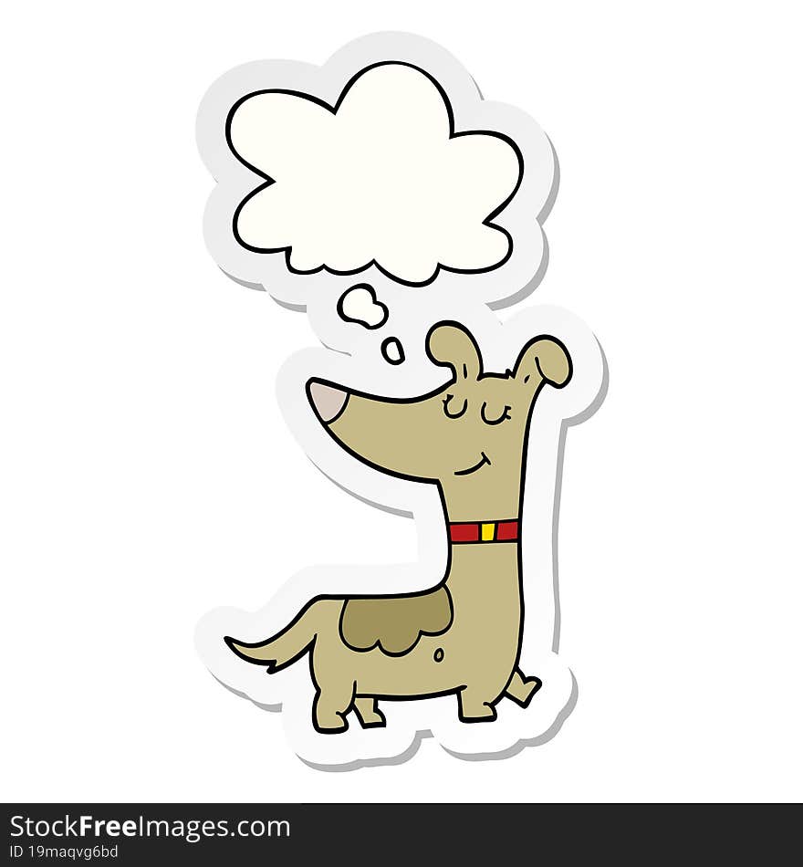 cartoon dog and thought bubble as a printed sticker