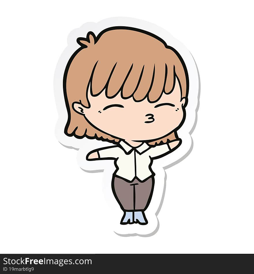 sticker of a cartoon woman