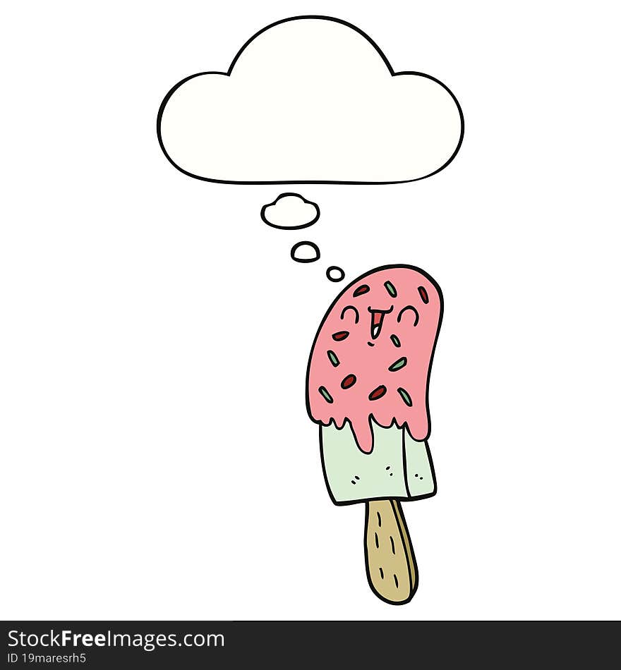 Cartoon Ice Lolly And Thought Bubble