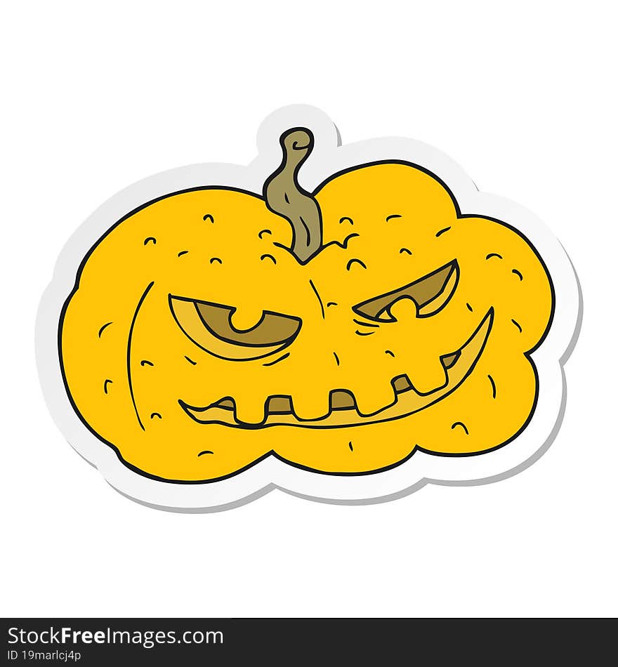 Sticker Of A Cartoon Halloween Pumpkin