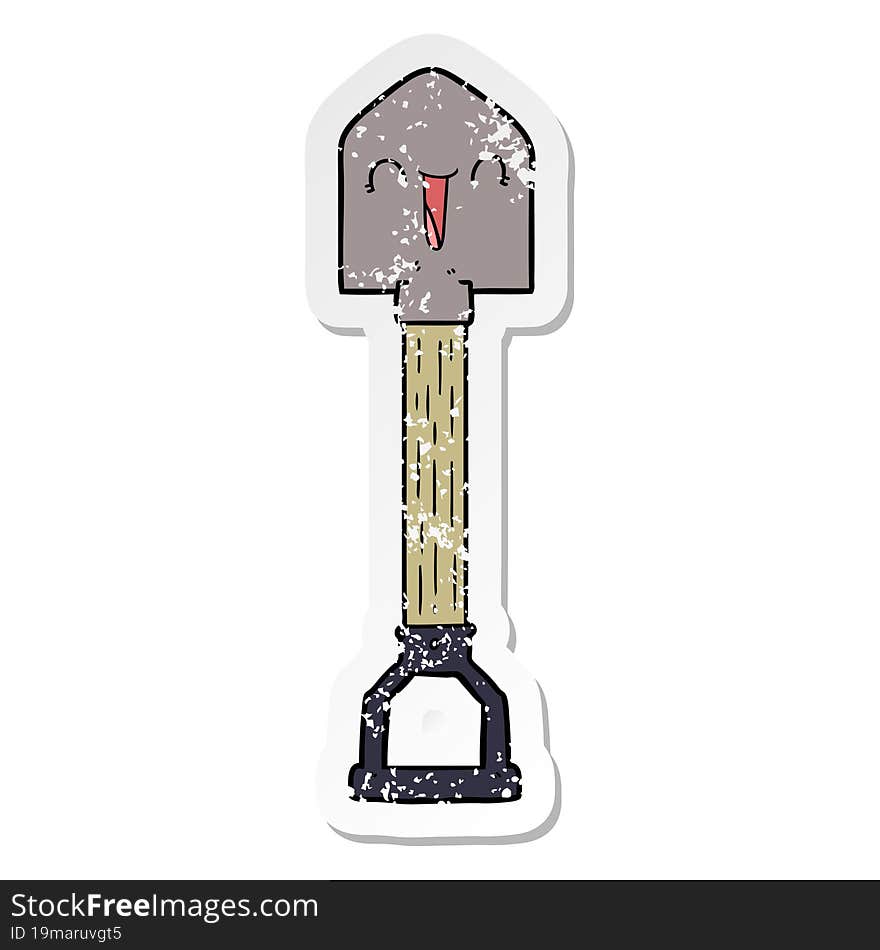 Distressed Sticker Of A Cartoon Shovel