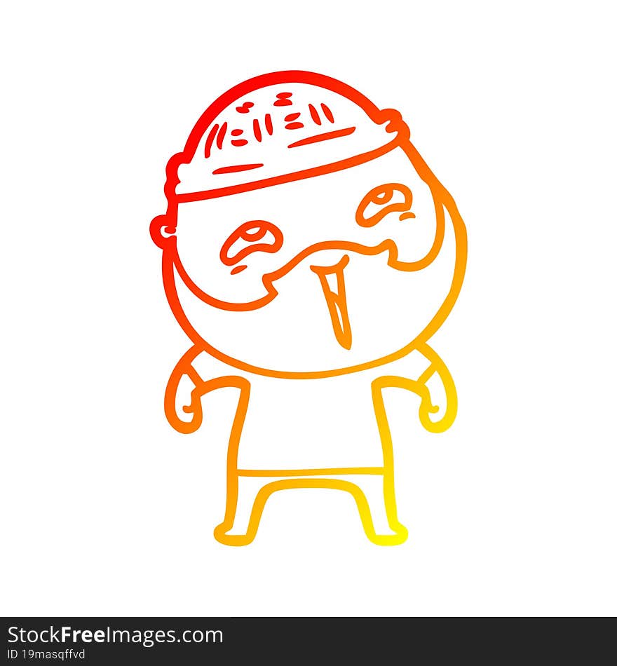 warm gradient line drawing cartoon happy bearded man