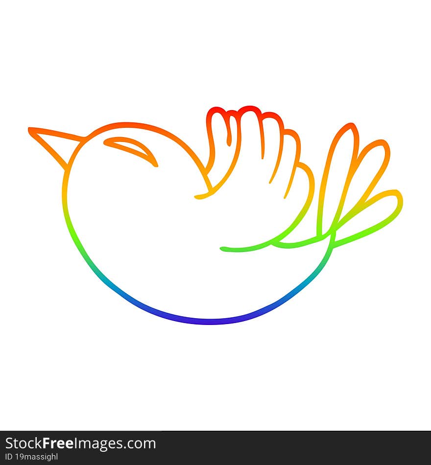 rainbow gradient line drawing cartoon red bird