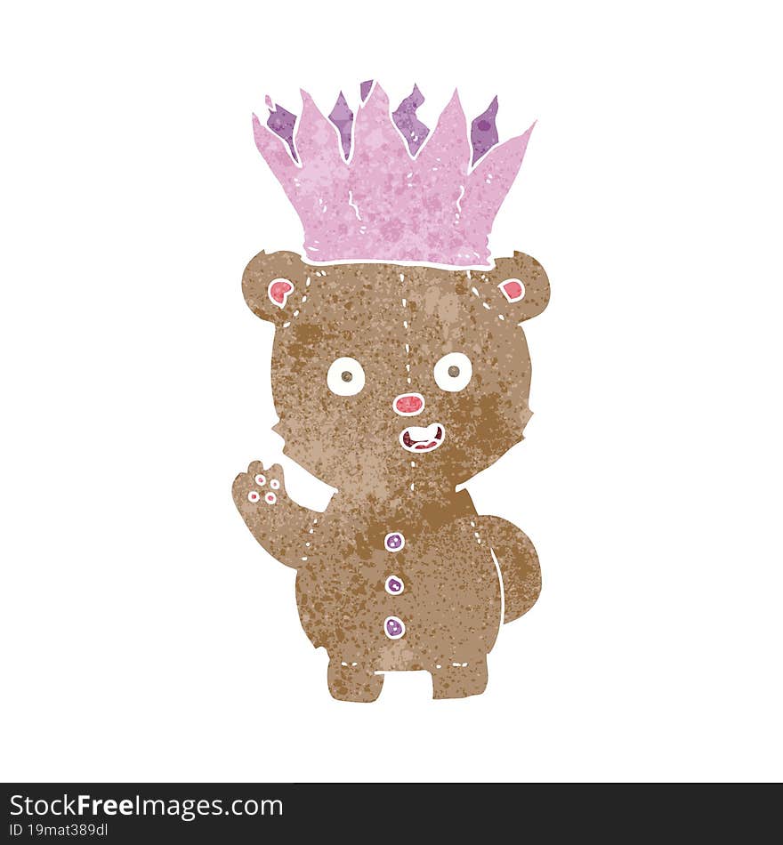 cartoon teddy bear wearing paper crown