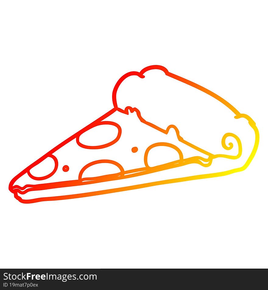 warm gradient line drawing slice of pizza