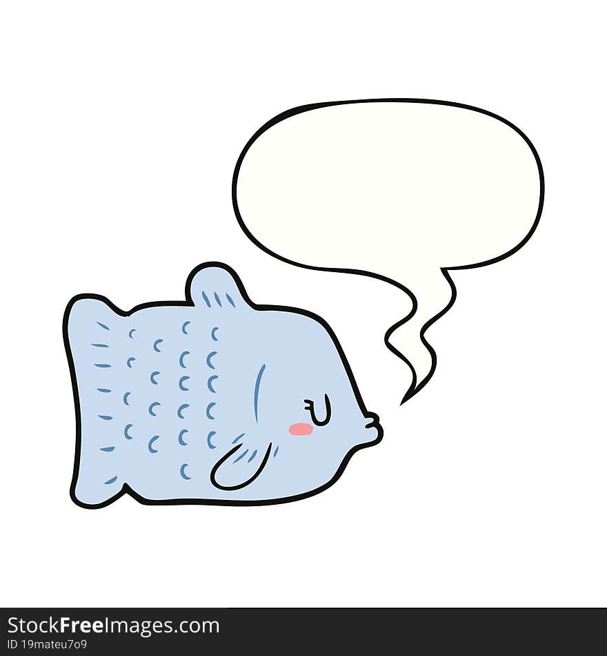 Cartoon Fish And Speech Bubble