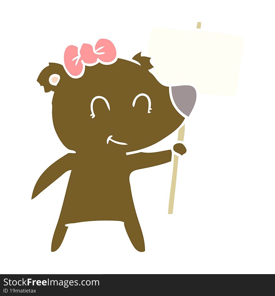 female bear flat color style cartoon