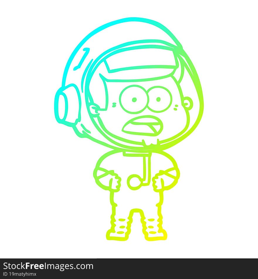 cold gradient line drawing cartoon surprised astronaut