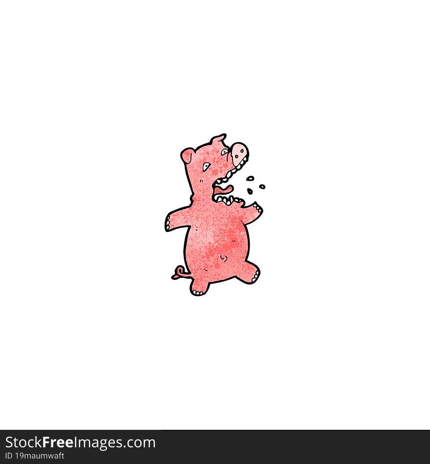 cartoon scared pig