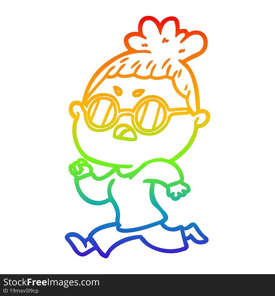 rainbow gradient line drawing cartoon annoyed woman