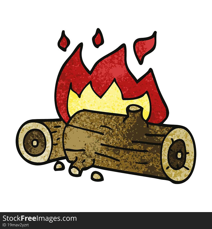 cartoon doodle burning logs