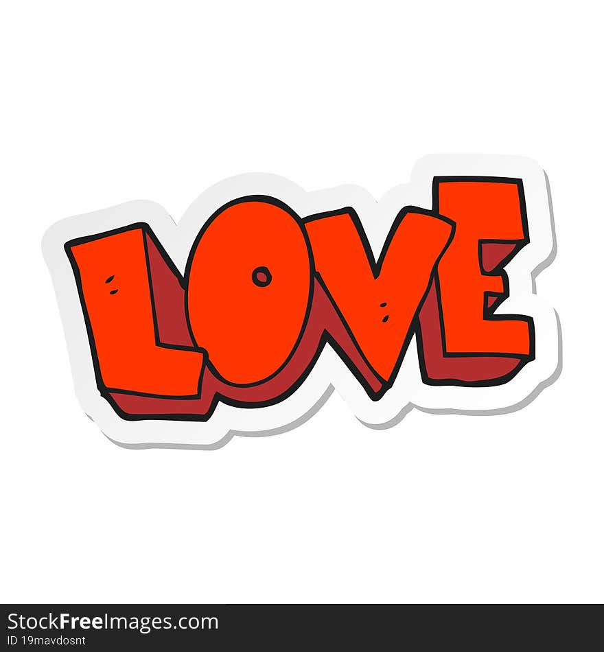 sticker of a cartoon love symbol