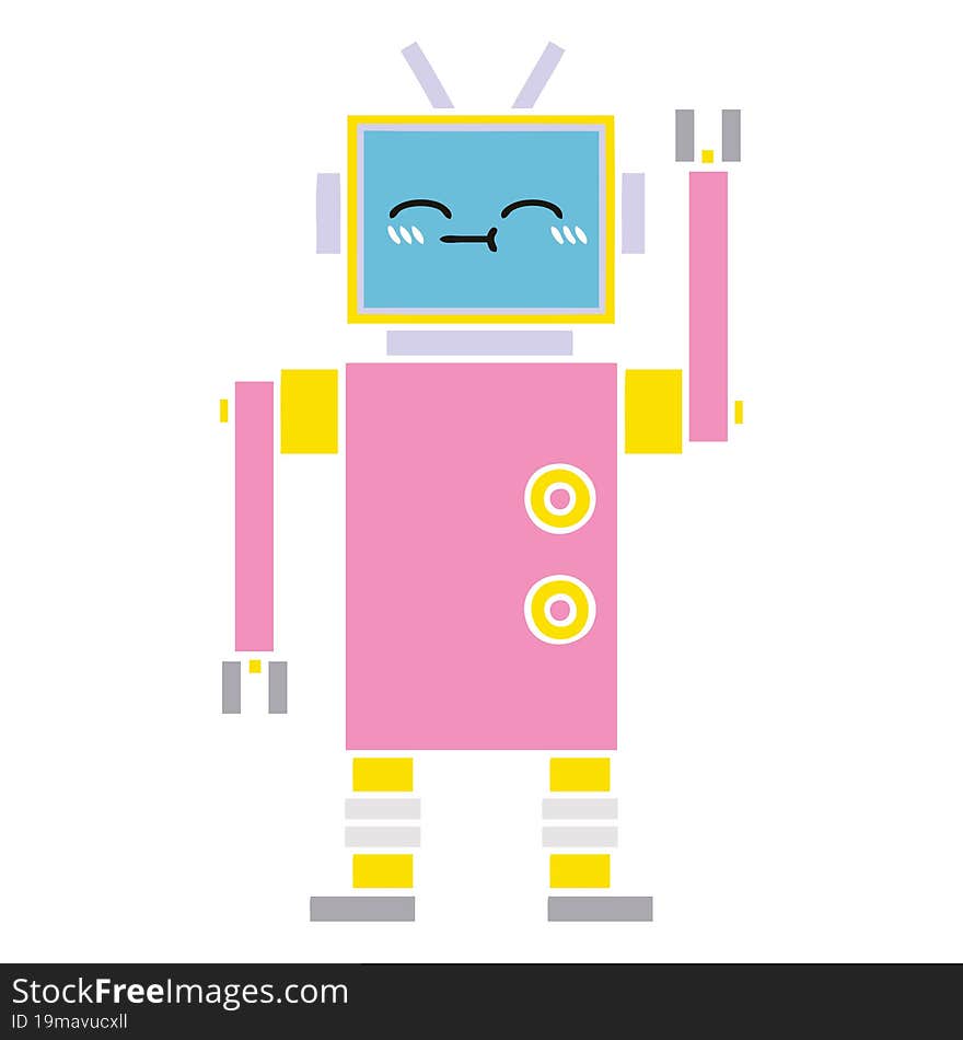 flat color retro cartoon of a robot